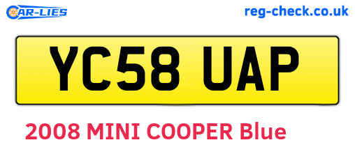 YC58UAP are the vehicle registration plates.