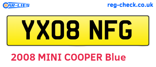 YX08NFG are the vehicle registration plates.