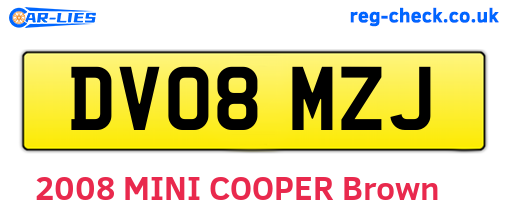 DV08MZJ are the vehicle registration plates.