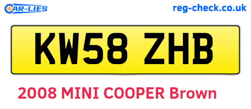 KW58ZHB are the vehicle registration plates.