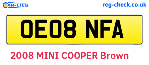 OE08NFA are the vehicle registration plates.