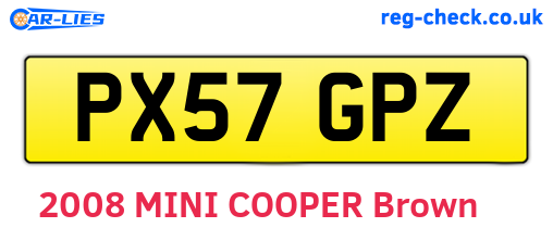 PX57GPZ are the vehicle registration plates.