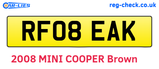 RF08EAK are the vehicle registration plates.