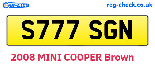 S777SGN are the vehicle registration plates.