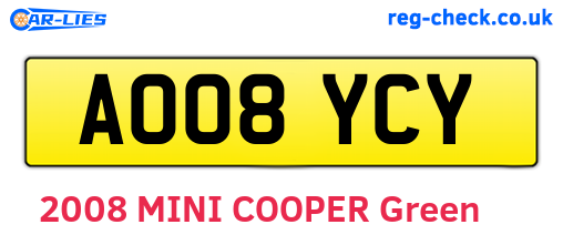 AO08YCY are the vehicle registration plates.