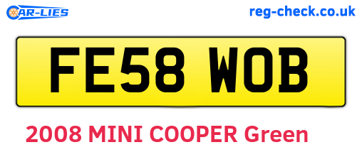 FE58WOB are the vehicle registration plates.