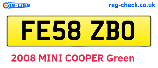 FE58ZBO are the vehicle registration plates.