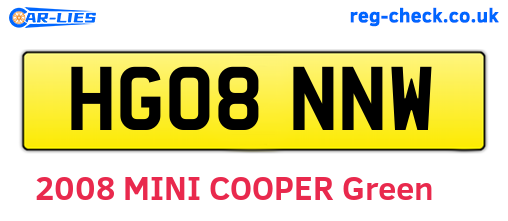HG08NNW are the vehicle registration plates.