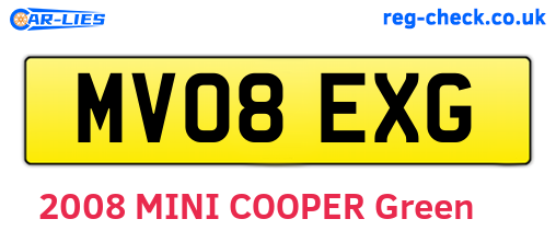 MV08EXG are the vehicle registration plates.