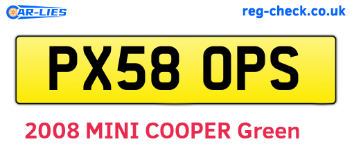 PX58OPS are the vehicle registration plates.