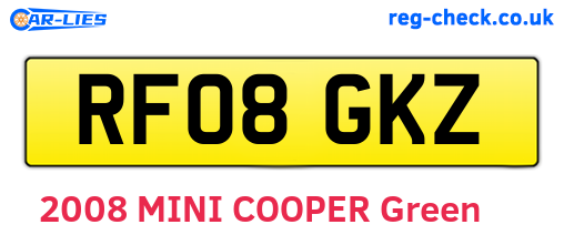 RF08GKZ are the vehicle registration plates.