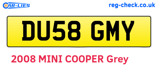 DU58GMY are the vehicle registration plates.