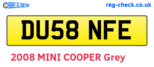 DU58NFE are the vehicle registration plates.