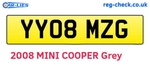 YY08MZG are the vehicle registration plates.