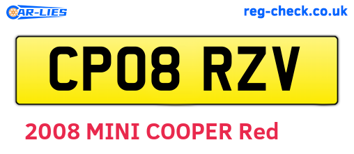 CP08RZV are the vehicle registration plates.