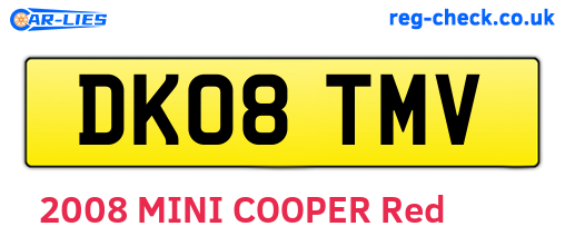 DK08TMV are the vehicle registration plates.