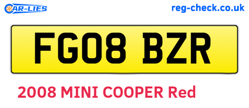 FG08BZR are the vehicle registration plates.