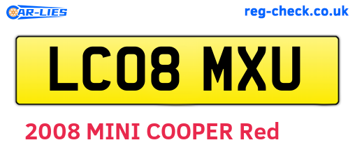LC08MXU are the vehicle registration plates.