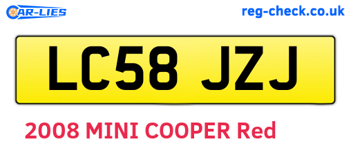 LC58JZJ are the vehicle registration plates.