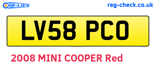 LV58PCO are the vehicle registration plates.