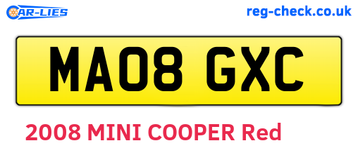 MA08GXC are the vehicle registration plates.