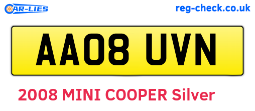 AA08UVN are the vehicle registration plates.