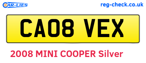 CA08VEX are the vehicle registration plates.