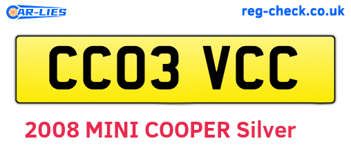 CC03VCC are the vehicle registration plates.