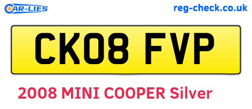 CK08FVP are the vehicle registration plates.