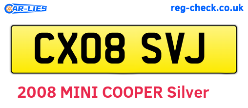 CX08SVJ are the vehicle registration plates.
