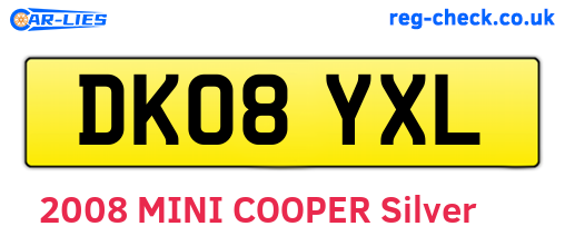 DK08YXL are the vehicle registration plates.