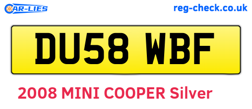 DU58WBF are the vehicle registration plates.