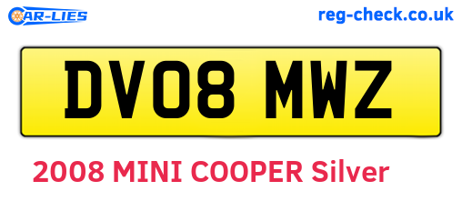 DV08MWZ are the vehicle registration plates.