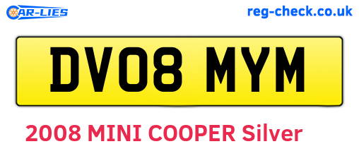DV08MYM are the vehicle registration plates.