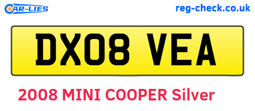 DX08VEA are the vehicle registration plates.
