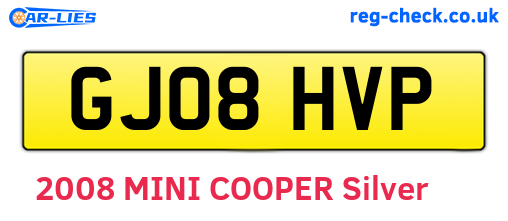 GJ08HVP are the vehicle registration plates.