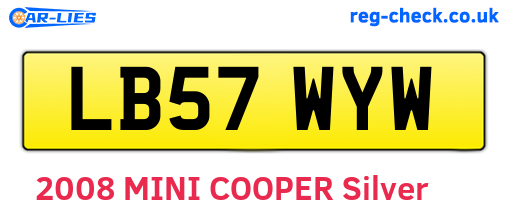 LB57WYW are the vehicle registration plates.
