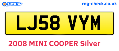 LJ58VYM are the vehicle registration plates.