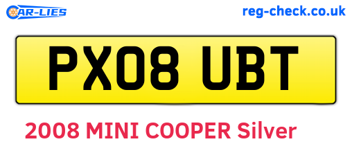 PX08UBT are the vehicle registration plates.