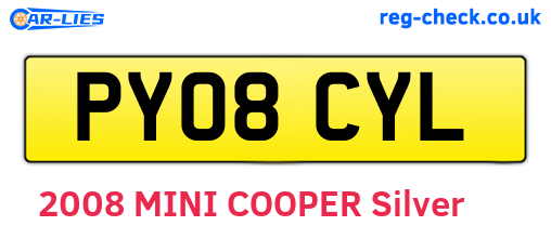 PY08CYL are the vehicle registration plates.