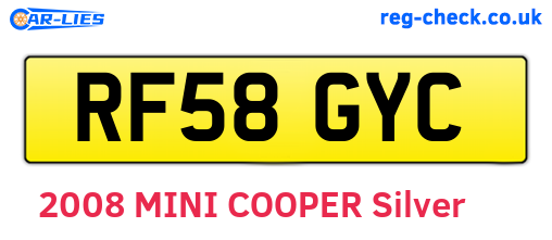 RF58GYC are the vehicle registration plates.