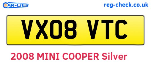 VX08VTC are the vehicle registration plates.