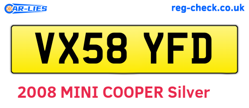 VX58YFD are the vehicle registration plates.