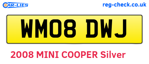 WM08DWJ are the vehicle registration plates.