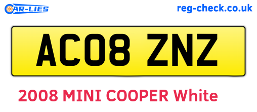 AC08ZNZ are the vehicle registration plates.
