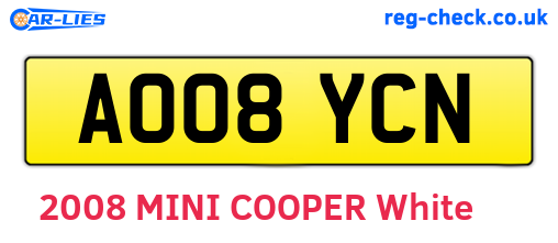 AO08YCN are the vehicle registration plates.