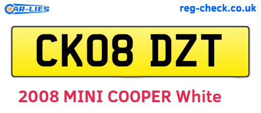 CK08DZT are the vehicle registration plates.