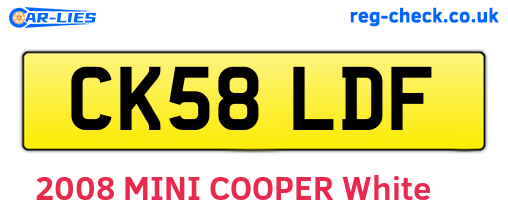 CK58LDF are the vehicle registration plates.