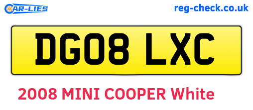 DG08LXC are the vehicle registration plates.