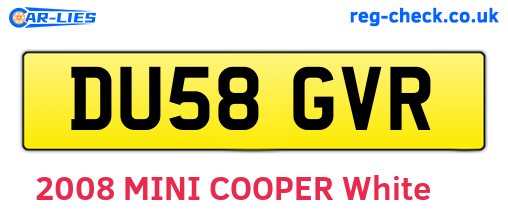 DU58GVR are the vehicle registration plates.